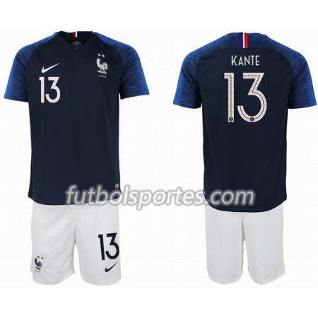 Camisetas Francia KANTE 13 2 star Niño Primera Equipacion Mundial 2018